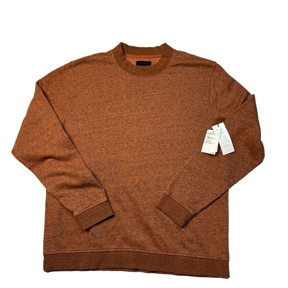 NWT Nordstrom Sweater Treasure & Bond Pullover Crew Neck Rust Heather Leather Sz